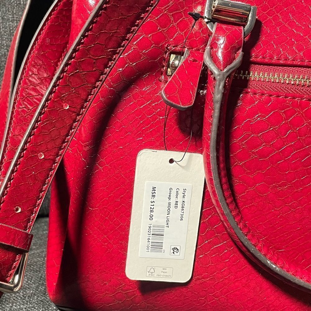 Red Guess Python Moonlight Handbag - Picture 3 of 7